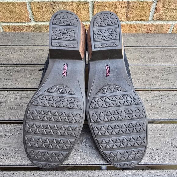 Teva Foxy Ankle Boots Women's Size 10 Black Nubuck Leather Side Zip Short Bootie - Picture 10 of 12